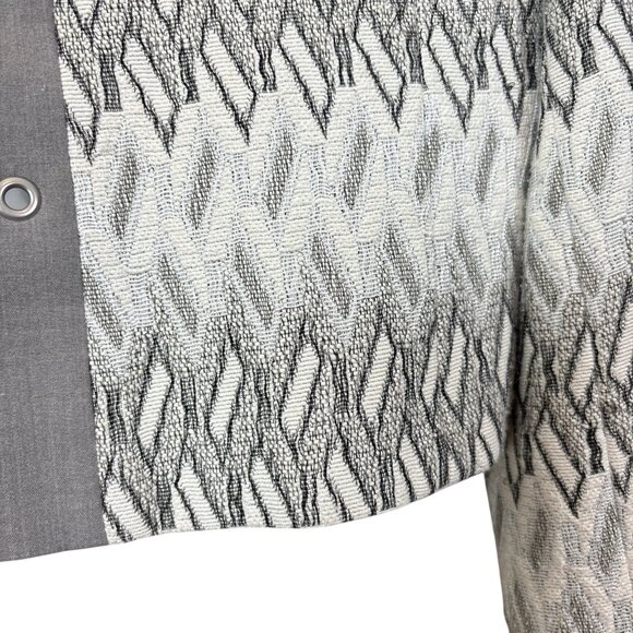 Tahari ASL Levine Cropped Tweed Striped Blazer Jacket Gray Silver Ivory Size 6 - Picture 5 of 8